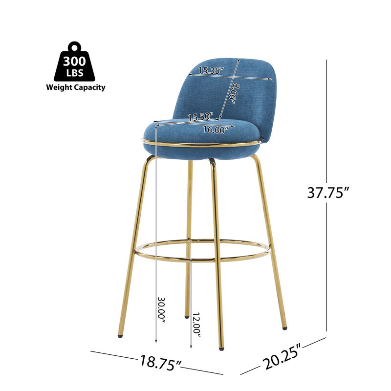 Christopher Knight Home Cobb Indoor Metal Frame Upholstered Armless Barstools (Set of 2) image number 2