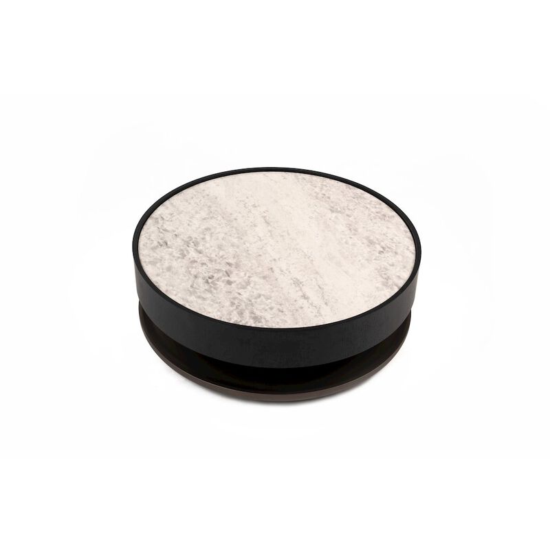 Modrest Miranda - Modern Ceramic + Black Oak Round Coffee Table