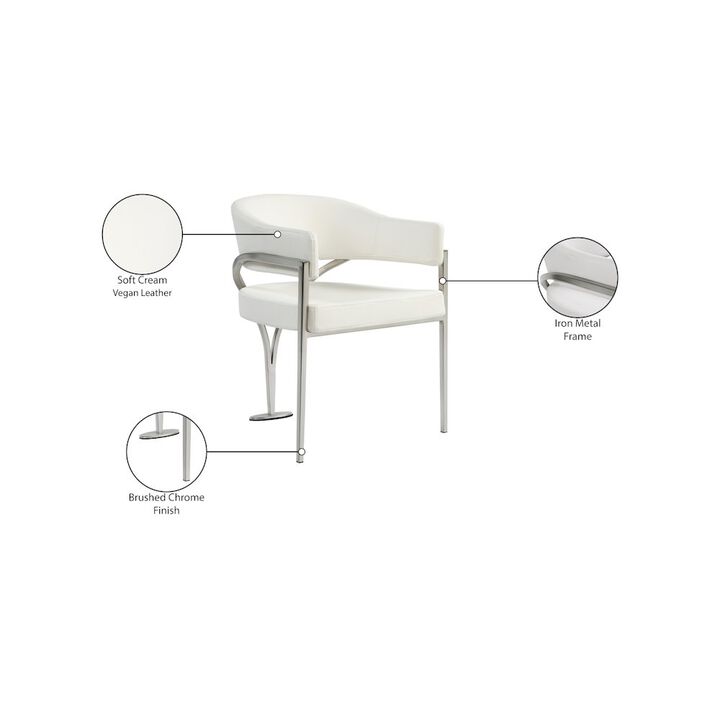 Meridian Furniture Madelyn Cream Vegan Leather Dining Chair, Set of 2