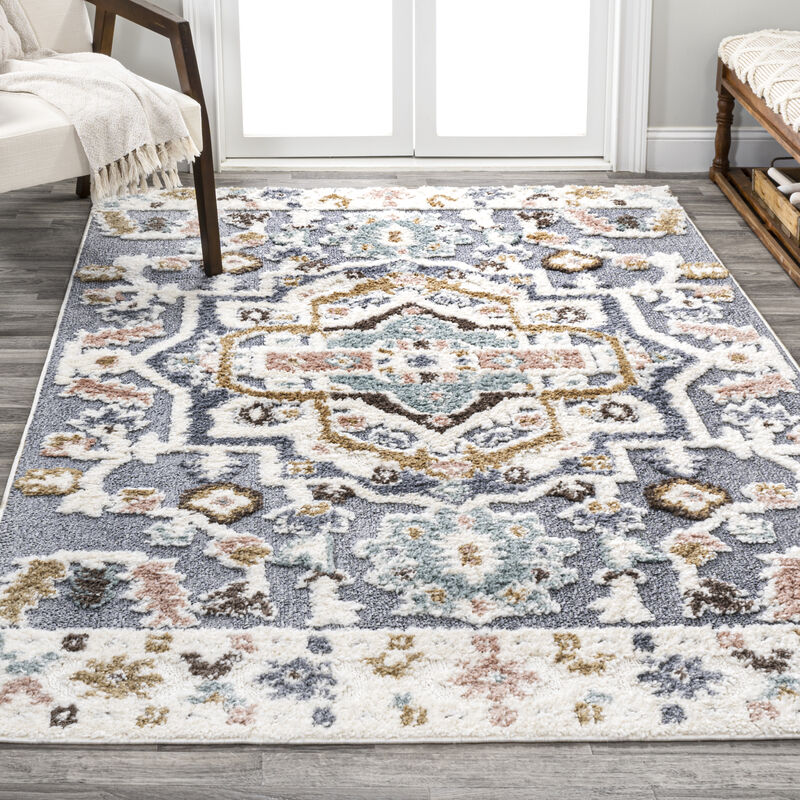 Aziza Persian Medallion High-Low Area Rug