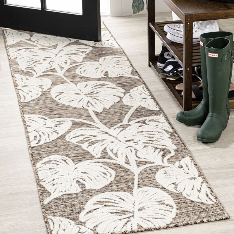 Tobago High-Low Two Tone Monstera Leaf Area Rug