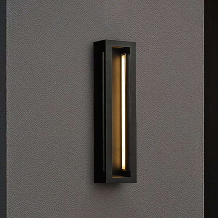H20" Modern Outdoor Wall Light with Dusk to Dawn Sensor Linear Matte Black 30W Integrated LED Wall Sconce with Acrylic Shade for Porch Garage Entryway