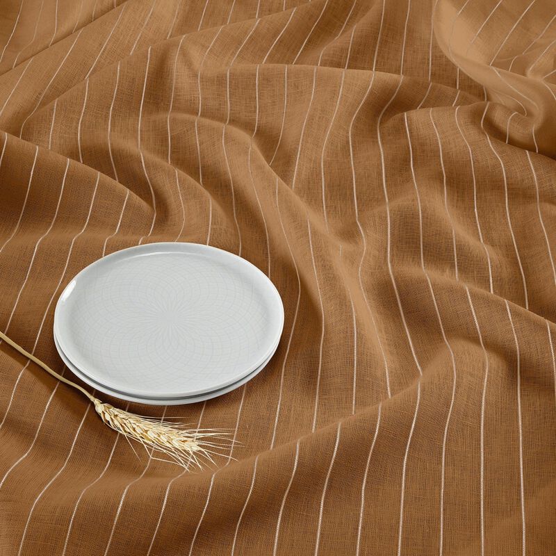 Solino Home Pinstripe 100% Linen Tablecloth &ndash; Handcrafted, Machine Washable, Perfect for Holiday and Everyday Dining