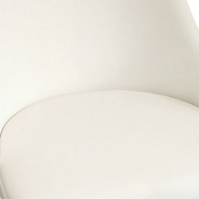 Zini 25 Inch Cushioned Dining Chair, Set of 2, White, Black, Gold Metal - Benzara