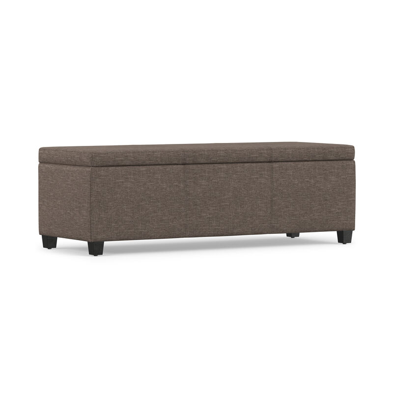 Avalon 48 inch Wide Contemporary Rectangle Storage Ottoman Bench in Fawn Brown Linen Look Fabric, Assembled image number 6