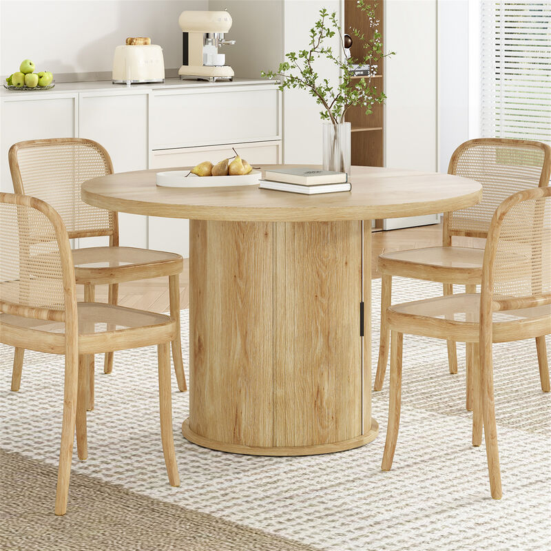 43" Round Wood Dining Table for 4 People image number 2