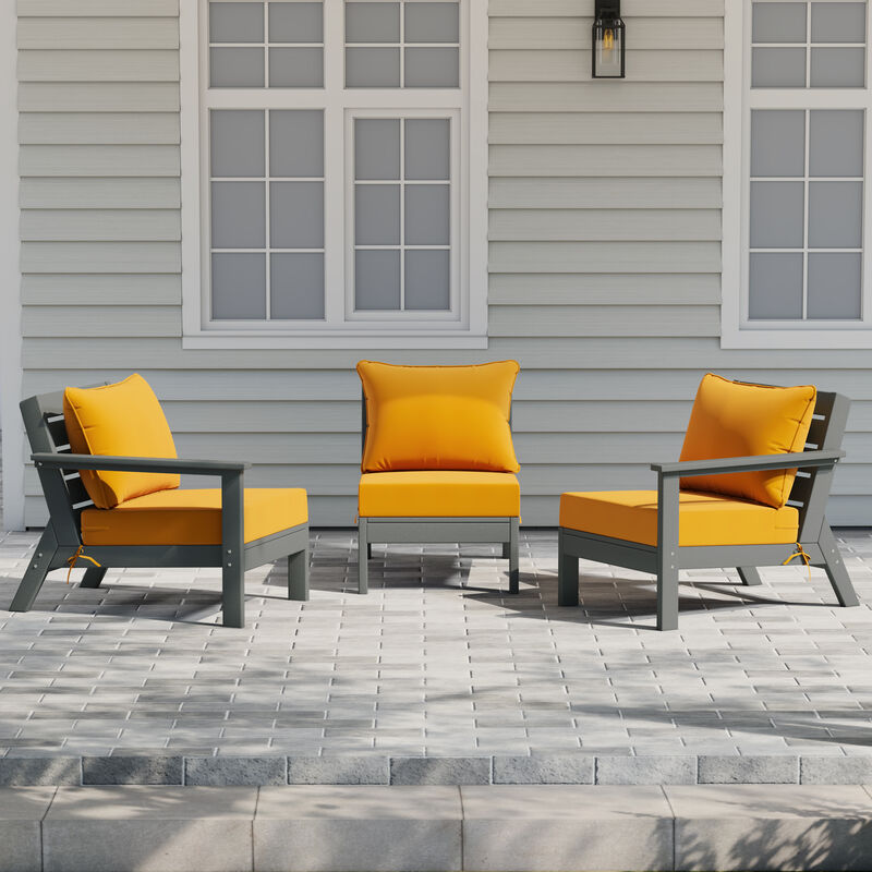 WestinTrends Outdoor Patio HDPE Sectional Sofa with Patio Cushions