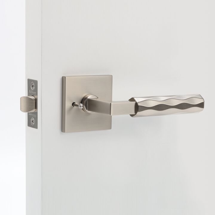 Hailey Modern Bed/Bath Interior Door Handle with Square Rosette and Concealed Screws (Privacy)