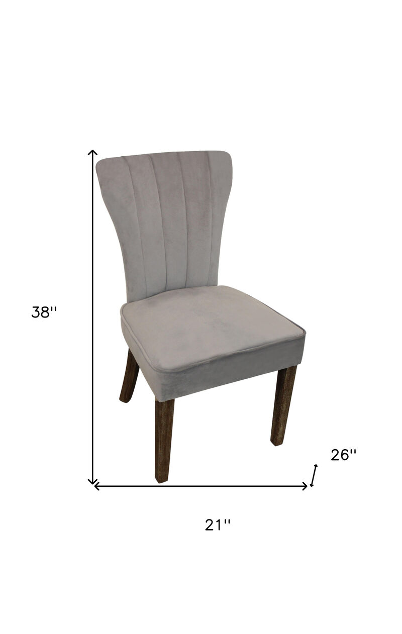 HomeRoots Set of Two Gray And Brown Upholstered Velvet Dining Parsons Chairs image number 6