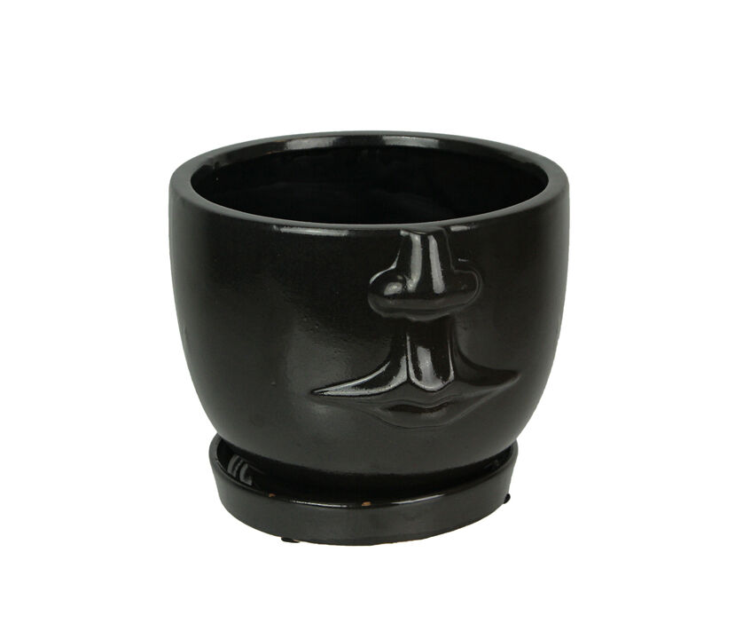 Brown Ceramic Face Planter Decorative Flower Pot Plant Holder Decor