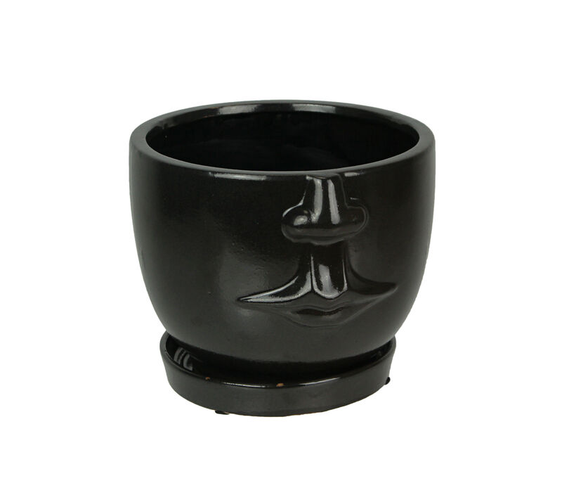 Brown Ceramic Face Planter Decorative Flower Pot Plant Holder Decor image number 0