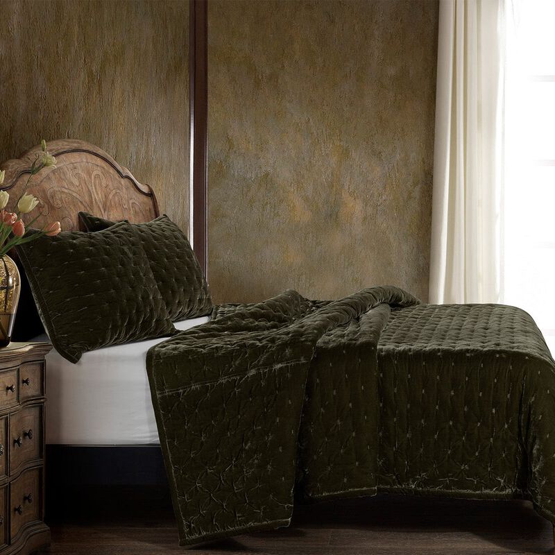 Stella Pintuck Green Twin Quilt Set image number 2
