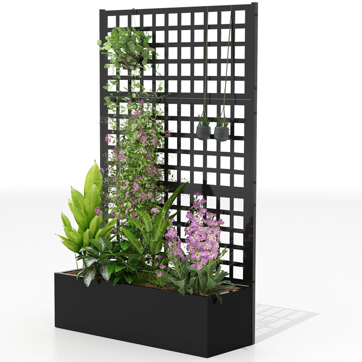 Hivvago 43"x16"x70" Galvanized Planter with Trellis for Vines and Herbs