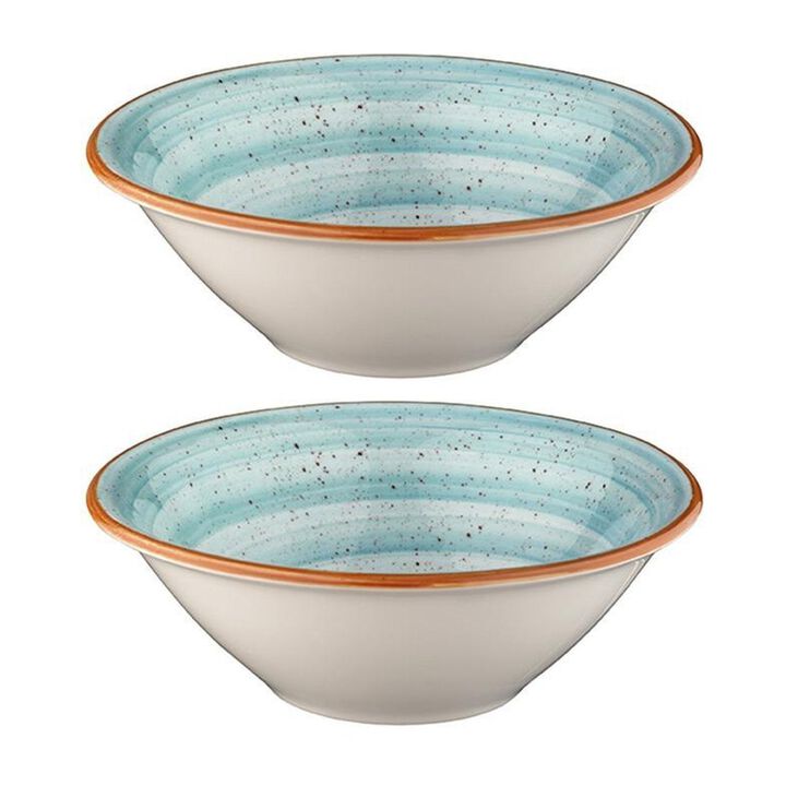 Aqua dia.8" h:2.5" 30 oz. Round Blue Vitrified Bowl (Set of 2)