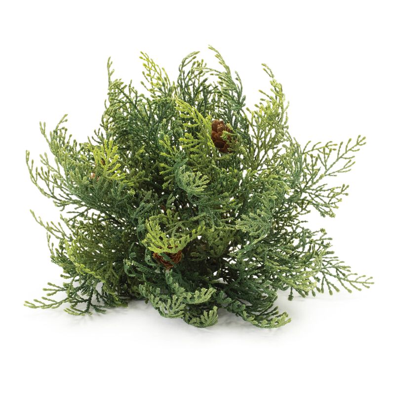 Faux Cedar and Pinecone Decorative Half Orbs (Set of 2) &ndash; Greenery Bowl Fillers for Winter, Christmas, or Rustic Displays