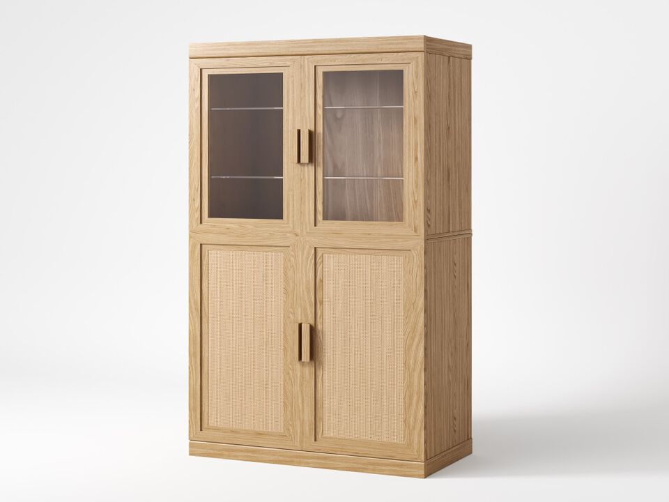 2-Piece Modern Minimalist Wood Grain Decorative Storage Cabinet Combination Cabinet with 6-Story Shelves, Kitchen Storage Cabinet