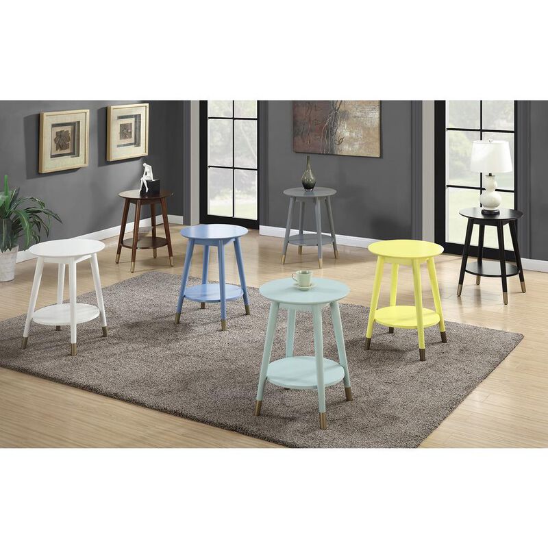 Convience Concept, Inc. Wilson Mid Century Round End Table with Bottom Shelf