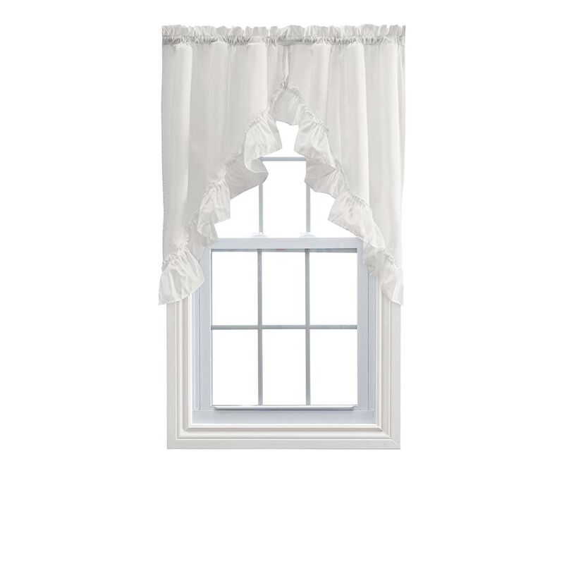 Ellis Stacey 1.5" Rod Pocket High Quality Fabric Solid Color Window Ruffled Swag 60"x38" Ice Cream