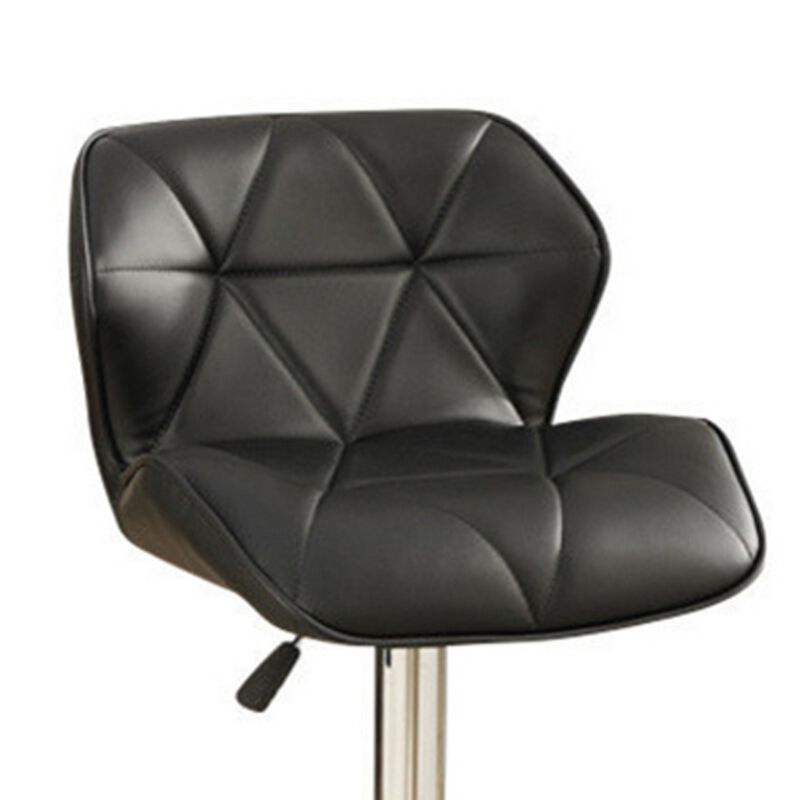 Barstool with Gaslight In Tufted Leather Black Set of 2-Benzara image number 2