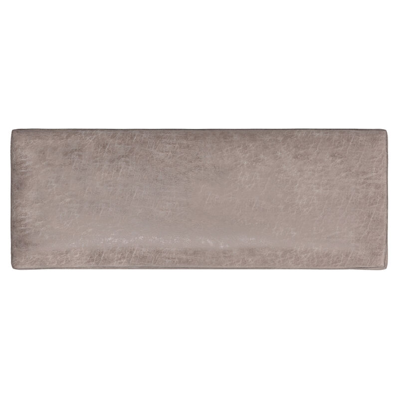 Owen 48 inch Wide Mid Century Modern Rectangle Rectangular Storage Ottoman in Distressed Grey Taupe Vegan Faux Leather, Assembled