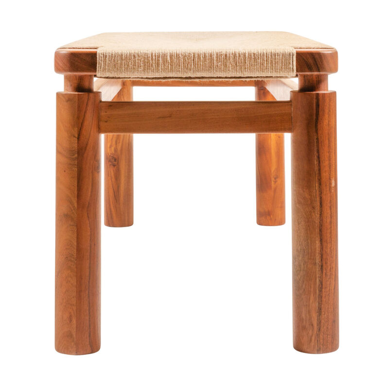 Acacia Wood and Jute Bench, Natural image number 4