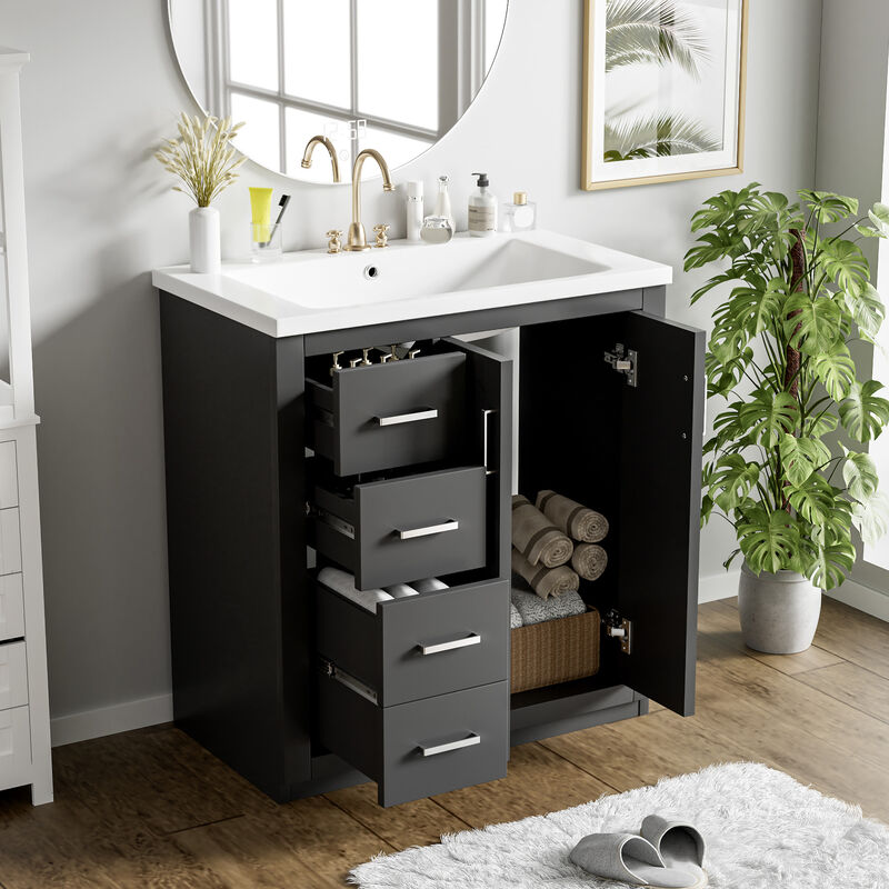 ELEMENT ACE Modern 30-Inch Bathroom Vanity with Ceramic Sink Combo and Storage Cabinet image number 5