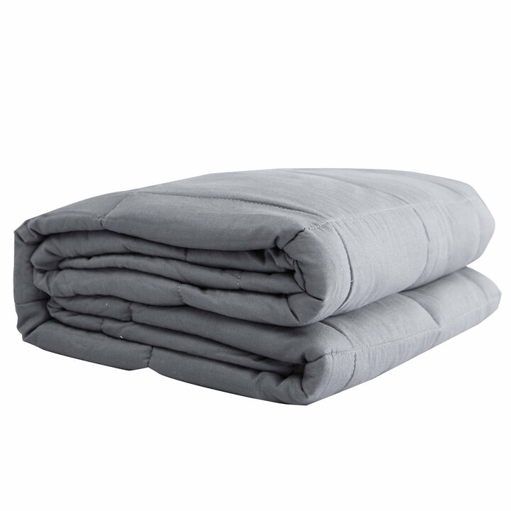 HomeRoots 48" X 72" Light Gray Cotton Quilted Plush 15 Pound Weighted Blanket