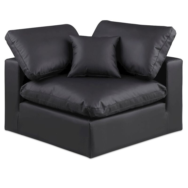 Meridian Furniture Comfy Black Vegan Leather Modular Corner Chair