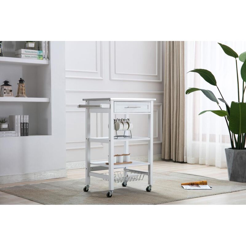 Boraam Hennington Kitchen Cart with Stainless Steel Top