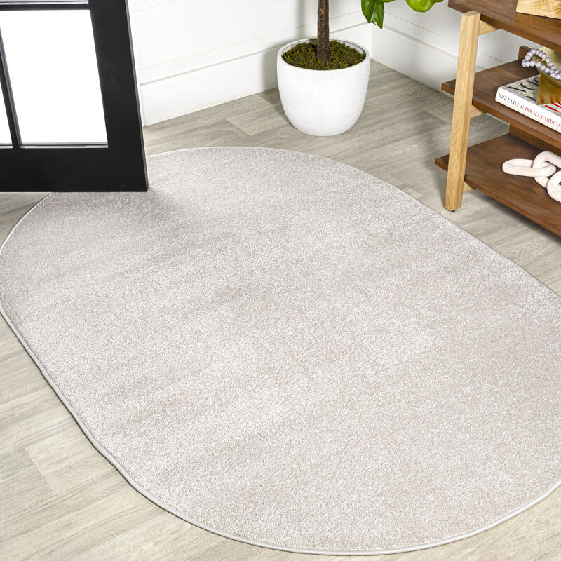 Haze Solid Low Pile Oval Area Rug