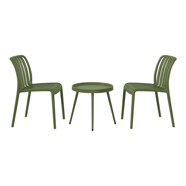WestinTrends 3-Piece Outdoor Patio Bistro Balcony Furniture Set With Stackable Chairs