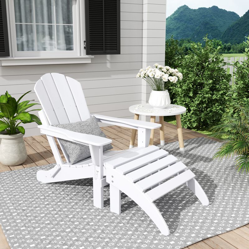 WestinTrends Folding Adirondack Chair With Footrest Ottoman Set