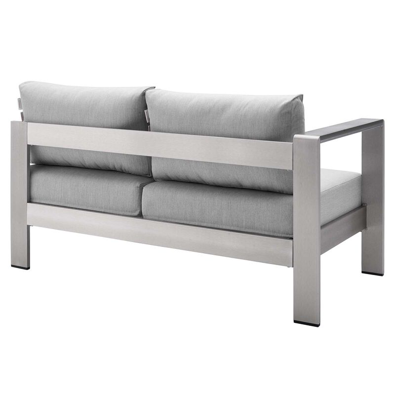 Modway - Shore Sunbrella&reg; Fabric Aluminum Outdoor Patio Left-Arm Loveseat
