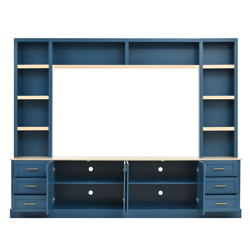 Merax Farmhouse 4-Piece Entertainment Center Wall Unit with Adjustable Shelves