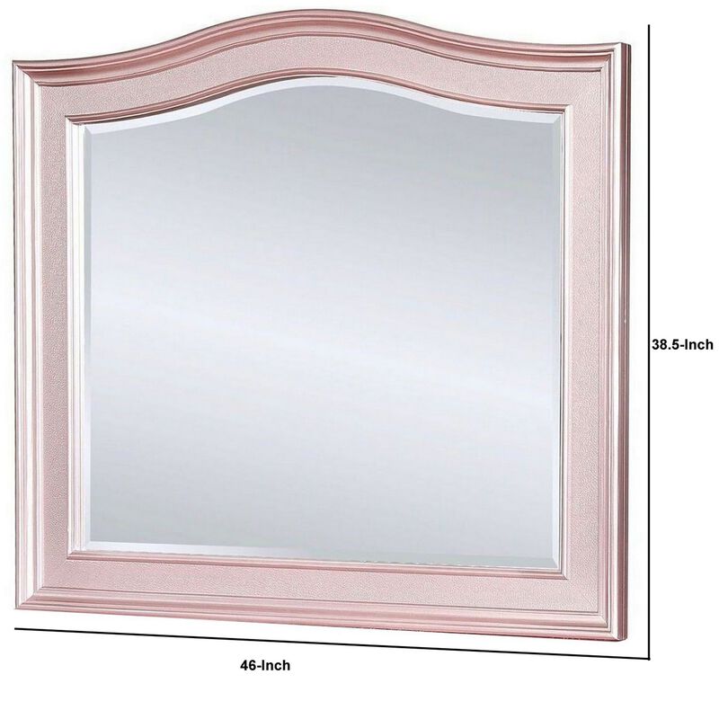46 Inch Contemporary Style Wooden Frame Mirror, Rose Pink-Benzara