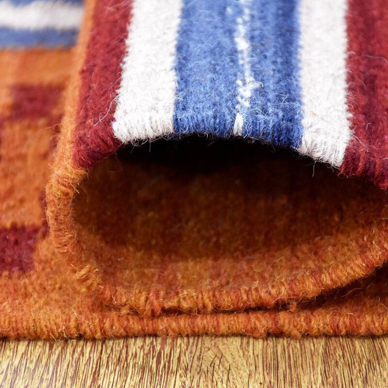 RUGSOTIC CARPETS HAND WOVEN FLAT WEAVE KILIM WOOL ECO-FRIENDLY AREA RUGS  - Rectangle Shape, Contemporary Modern Design, Low Pile Handmade Rugs for Living Room (D00140) image number 6