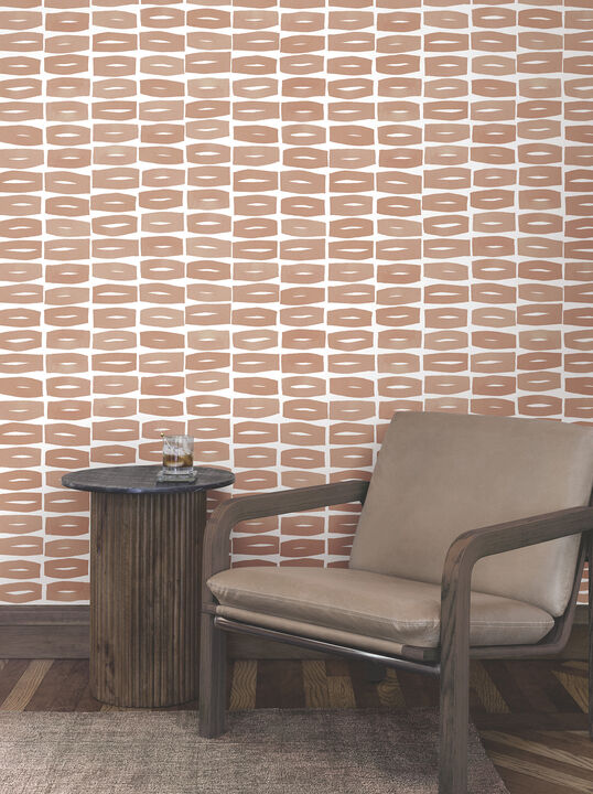 Modernist Motif Terracotta Wallpaper