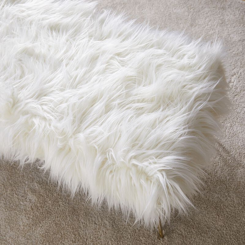 Faux Fur Bench Ottoman - White