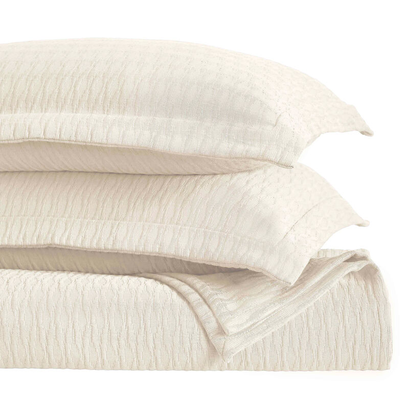 Lightweight Cotton Matelasse Bedspread Set with Diamond Pattern image number 0