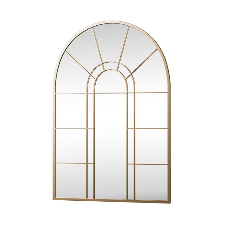 HomeRoots 41" Gold Arch Metal Window Pane Framed Accent Mirror