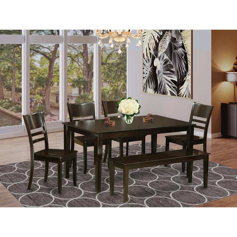 6-Pc Dining room set with bench - Dining Table and 4 ding room Chairs and Bench