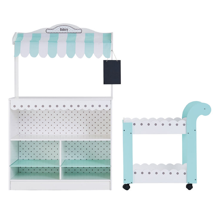My Dream Bakery Shop, Treat Stand and Dessert Cart, White/Blue