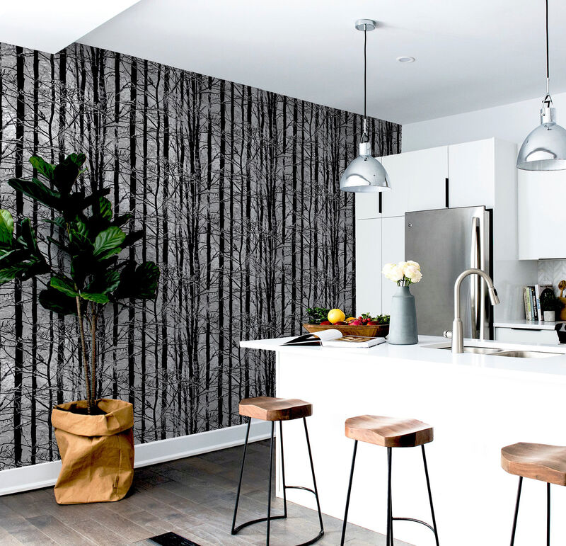 Frosted Silver Winter Grove Wallpaper image number 4