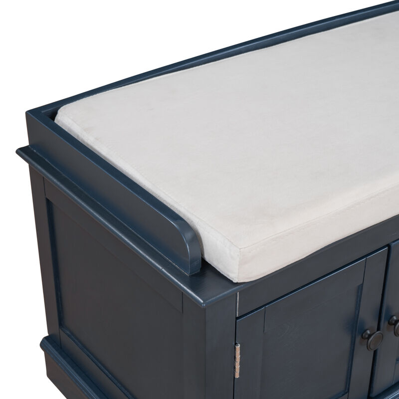 Streamdale Multi-Purpose Storage Bench with Adjustable Shelves and Cushioned Seat image number 8