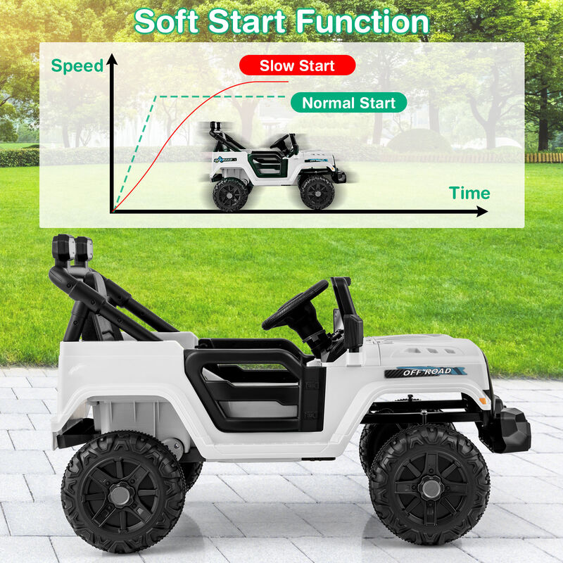 Kids 12V Ride On Truck with Threaded Wheels Remote Control and 3 Speed Modes image number 4