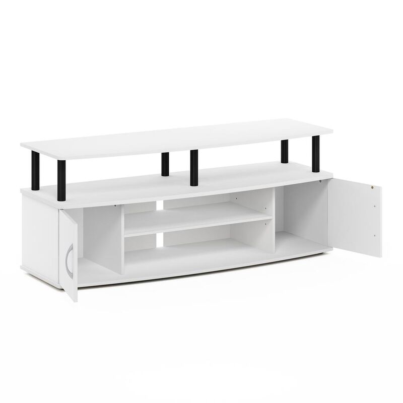 Furinno JAYA Large Entertainment Center Hold up to 55-IN TV, White/Black