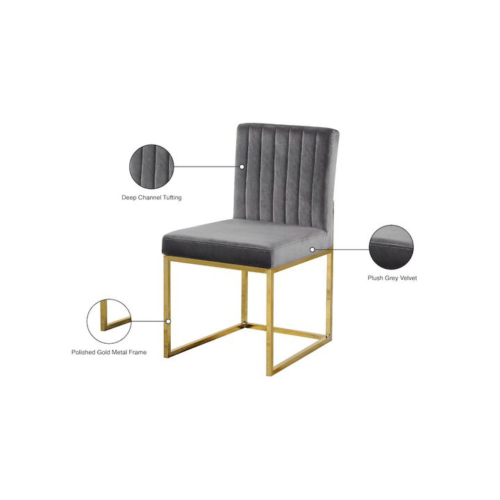 Meridian Furniture Giselle Grey Velvet Dining Chair, Set of 2