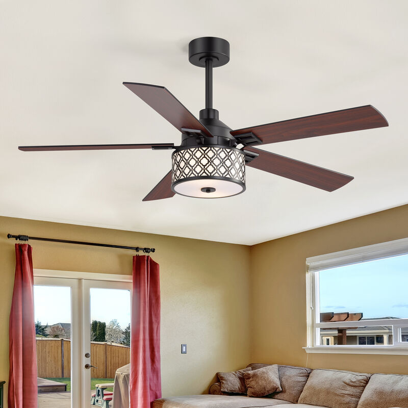 Breezary 52" Ceiling Fan with Lights, 2 E26 Bulbs Required,Remote, 6 Speeds image number 7