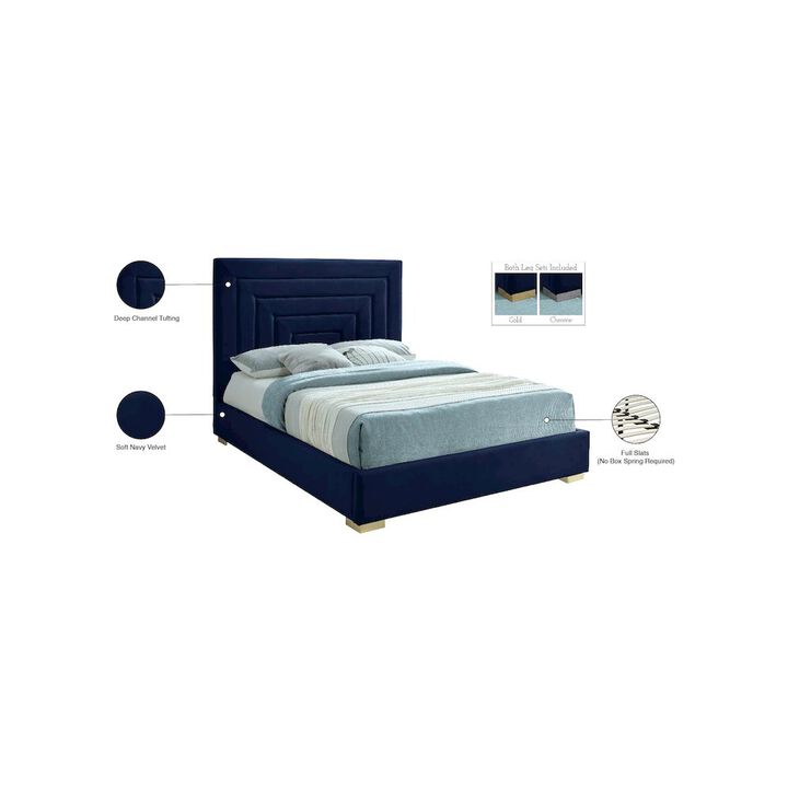 Meridian Furniture Nora Navy Velvet Queen Bed