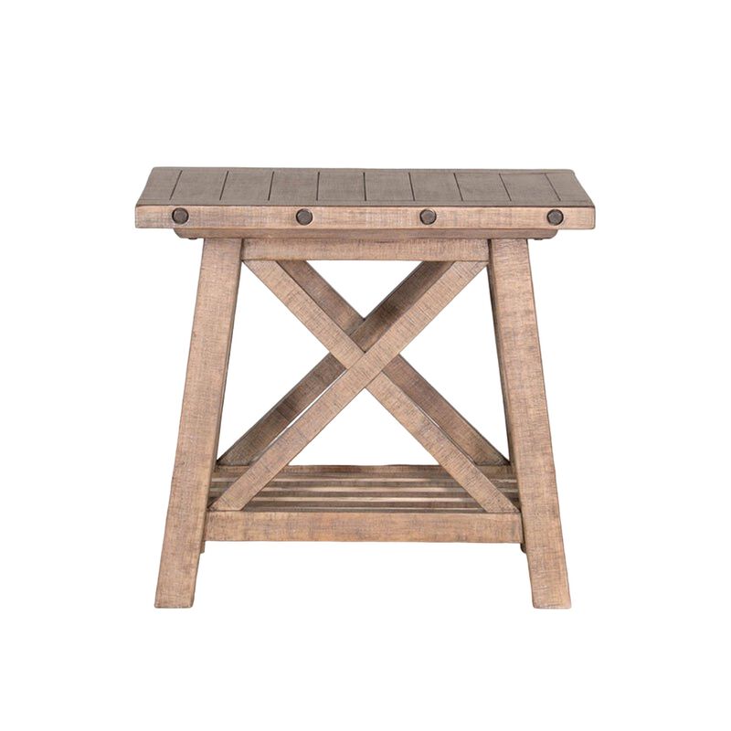 Anva Accent Chairside Table, Light Brown Mahogany, Rectangular 28 Inch